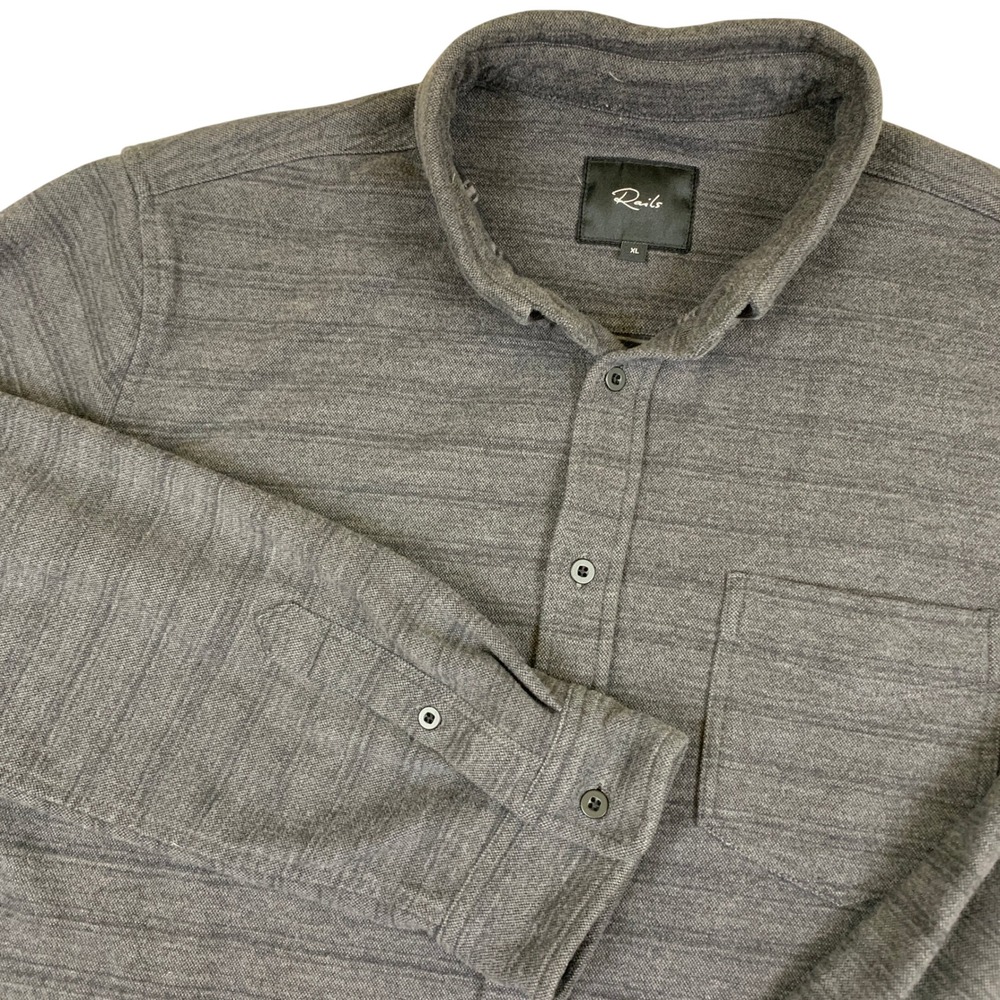 Rails Berkeley Shirt Mens XL Black‎ Charcoal Stripe Double Face Flannel RM-846A